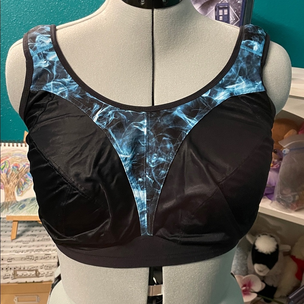 Freya Black and Electric Blue Sports Bra UK 36J US 36M